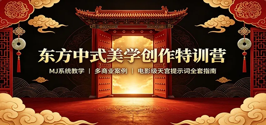 东方中式美学创作特训营：MJ系统教学+实战案例，电影级天宫提示词指南，SEO优化标题 - 趣客盟