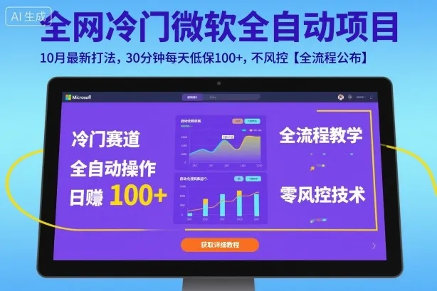 全网冷门微软全自动挂G项目，10月最新打法，30分钟每天低保100+，不风控【全流程公布】【揭秘】-趣酷猫资源网