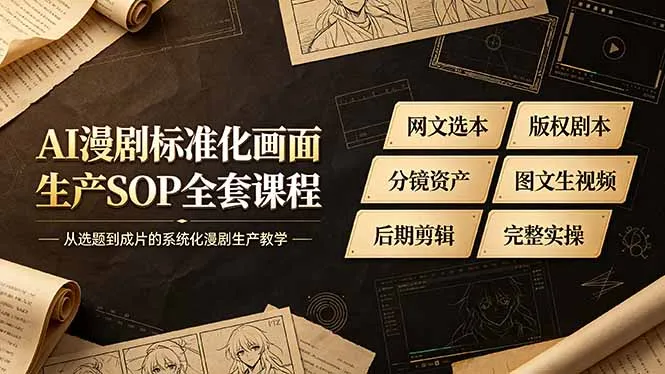 AI驱动漫剧画面生产标准化流程全解析课程,网文改编剧本分镜制作与版权处理,图文转视频+后期剪辑实战教程_趣客盟