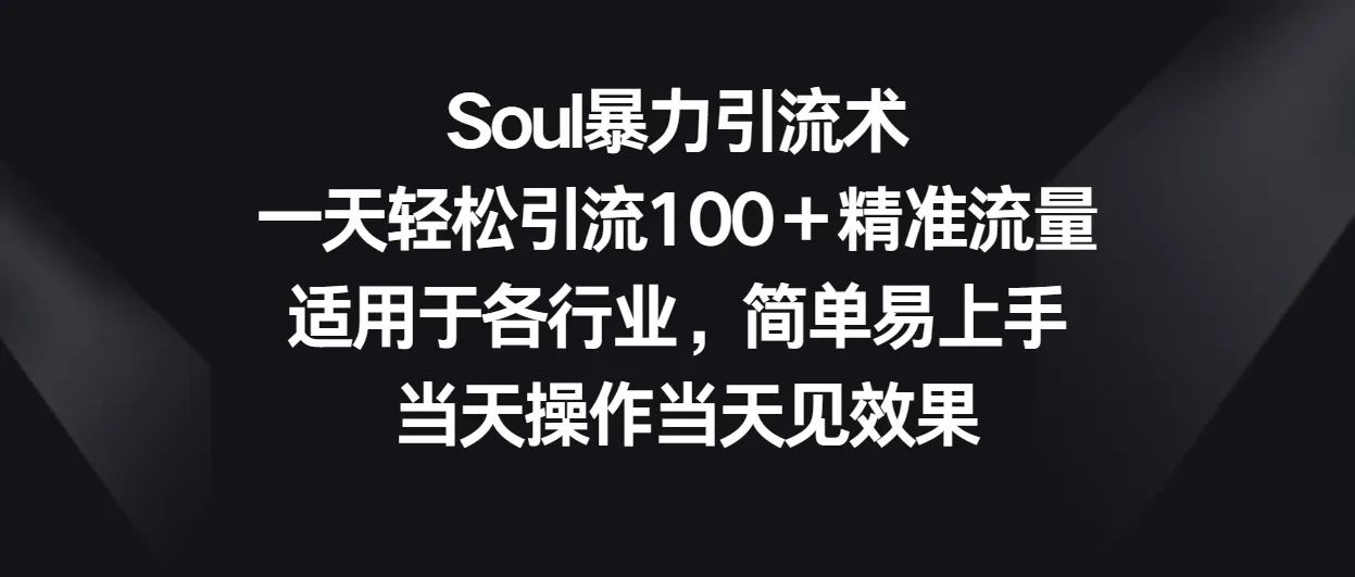 Soul暴力引流术，一天轻松引流100＋精准流量，适用于各行业，简单易上手！-趣酷猫资源网
