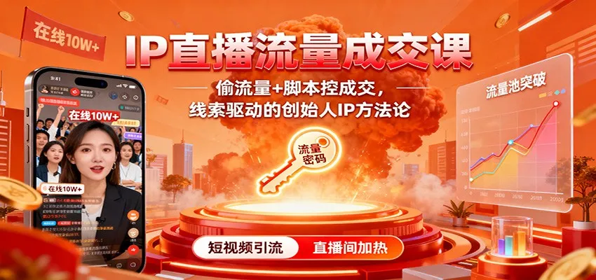 IP直播流量成交课：偷流量+脚本控成交，线索驱动的创始人IP方法论-趣酷猫资源网