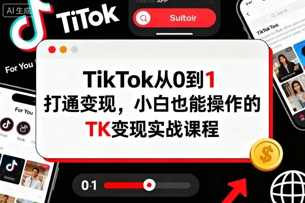 TikTok从0到1打通变现，小白也能操作的TK变现实战课程-趣酷猫资源网