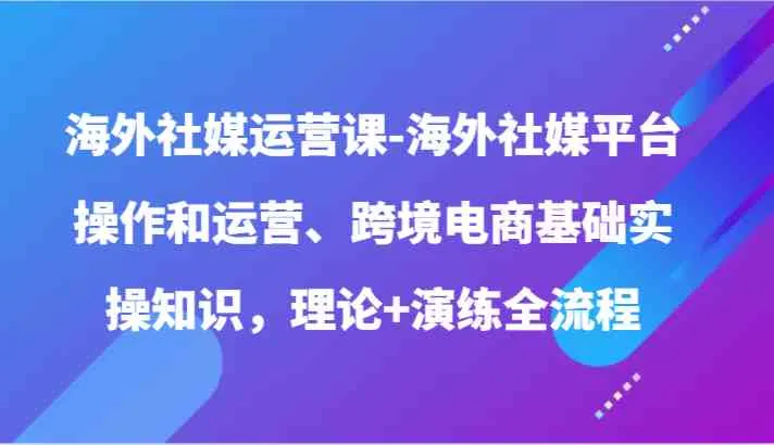 海外社媒运营课-海外社媒平台操作和运营、跨境电商基础实操知识，理论+演练全流程-趣酷猫资源网