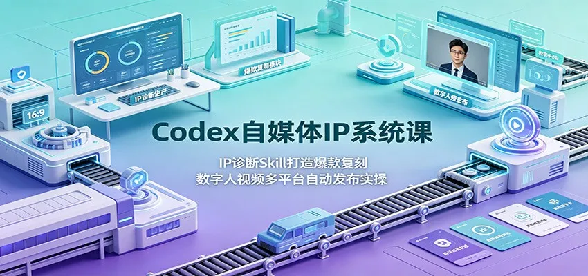 《Codex自媒体IP系统课程：高效IP诊断与Skill打造，爆款复刻策略，数字人视频多平台自动发布实战教程》_趣客盟