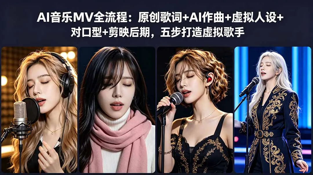 AI音乐MV全流程：原创歌词+AI作曲+虚拟人设+对口型+剪映后期，五步打造虚拟歌手_趣客盟