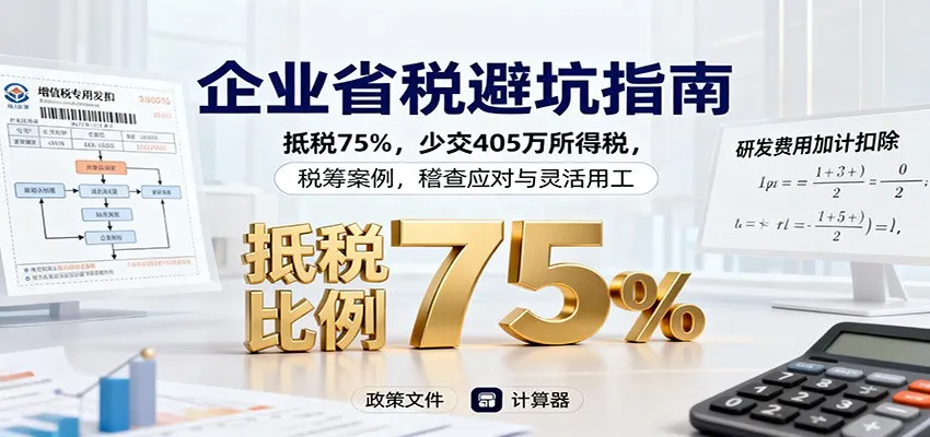 企业省税避坑指南：抵税75%，少交405万所得税，税筹案例，稽查应对与灵活用工-趣酷猫资源网