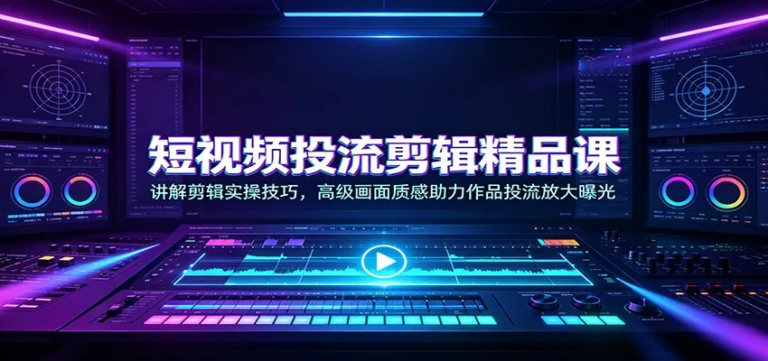 短视频投流剪辑实操技巧课：解锁高级画面质感，助力作品精准投流提升曝光效果 - 趣客盟