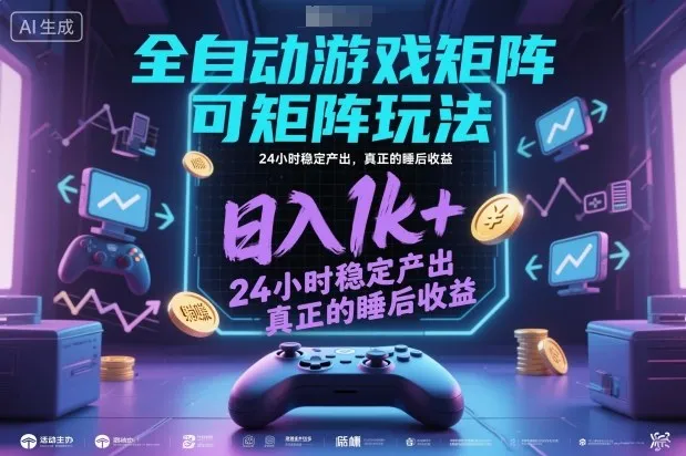 全自动游戏掘金，可矩阵操作，日入1k+，24小时稳定产出，真正的睡后收益【揭秘】-趣酷猫资源网