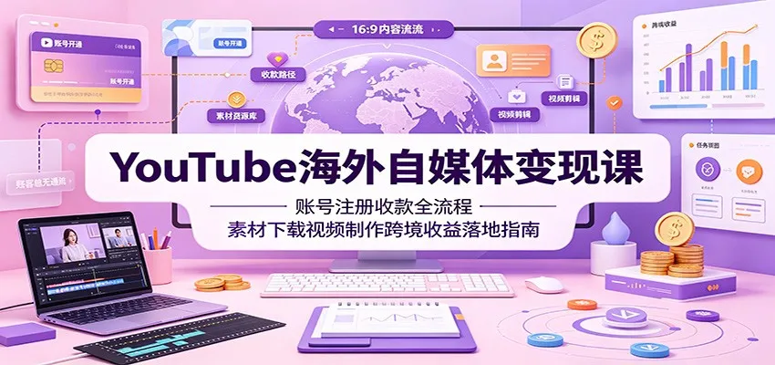 YouTube海外自媒体变现攻略：注册、收款、素材下载、视频制作及跨境收益实操指南_趣客盟