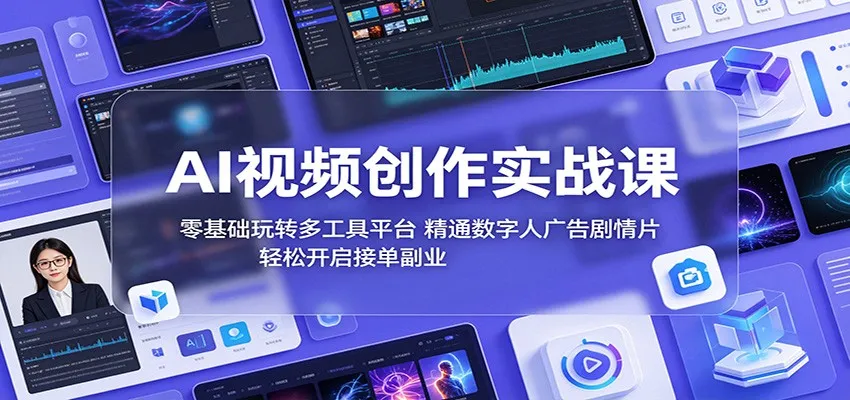 AI视频创作实战课：零基础玩转多工具平台，精通数字人广告、剧情片，轻松开启接单副业_趣客盟