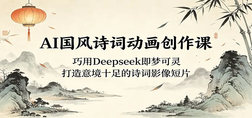 AI国风诗词动画创作课：巧用Deepseek即梦可灵，打造意境十足的诗词影像短片_趣客盟