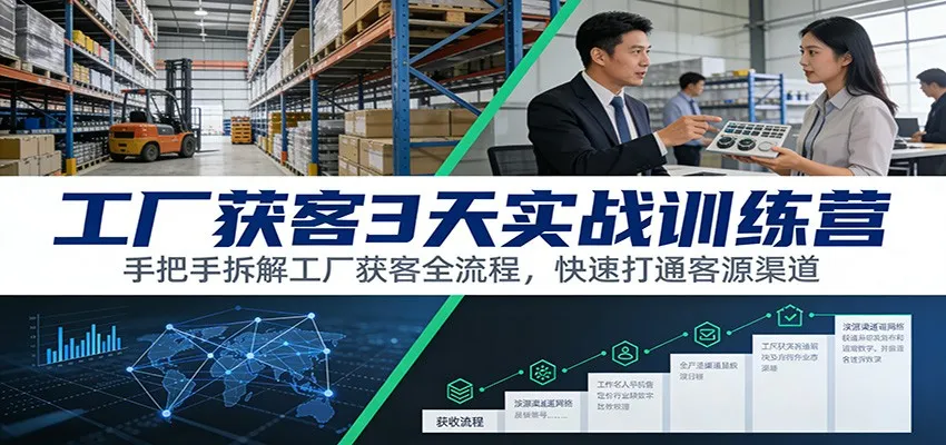 工厂获客3天实战训练营：手把手拆解工厂获客全流程，快速打通客源渠道-趣酷猫资源网