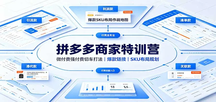 拼多多商家特训营：揭秘微付费与强付费切车策略，打造爆款链接与SKU布局技巧 - 趣客盟
