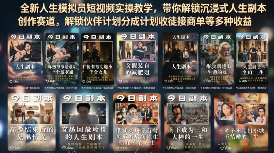 《沉浸式人生模拟短视频创作攻略：解锁副本制作、伙伴分成、收徒接单多收益指南》_趣客盟