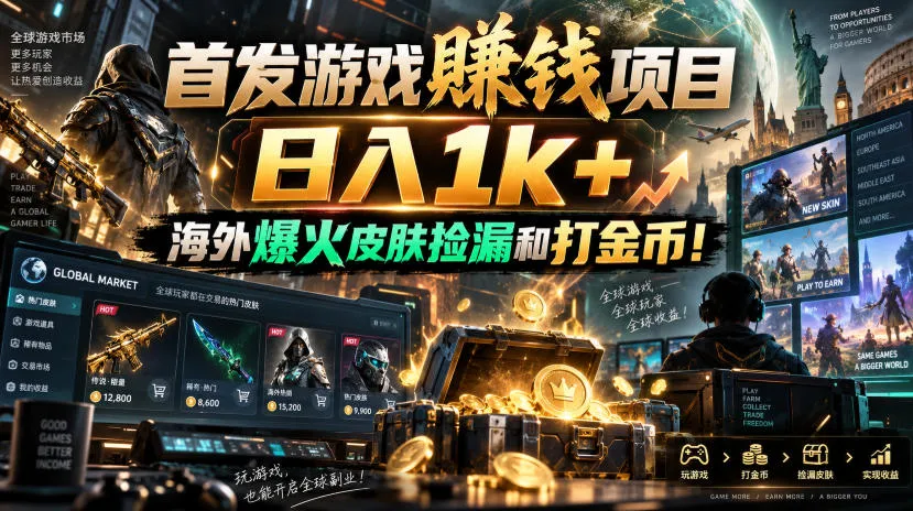 《爆款海外游戏皮肤捡漏+金币攻略，日赚千元的独门秘籍大揭秘！》 - 趣客盟