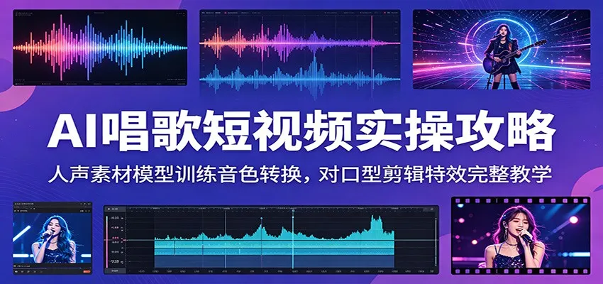 AI唱歌短视频实操攻略：人声素材模型训练音色转换，对口型剪辑特效完整教学_趣客盟