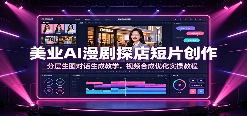 美业AI技术：漫剧探店短视频制作教程，分层生图+对话生成，视频合成技巧实操教学_趣客盟