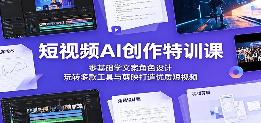 短视频AI创作特训课：零基础学文案角色设计，玩转多款工具与剪映打造优质短视频_趣客盟