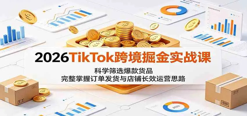 2026TikTok跨境掘金实战课：科学筛选爆款货品，完整掌握订单发货与店铺长效运营思路_趣客盟