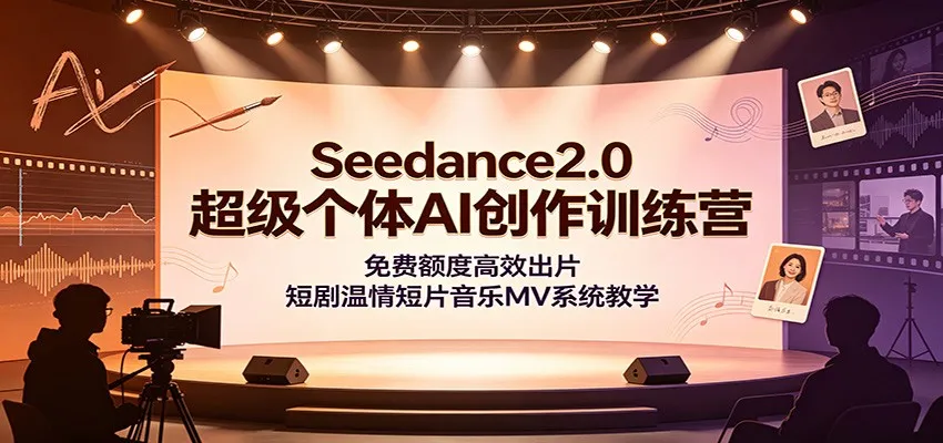 Seedance 2.0 AI创作营：免费名额，高效制作短片，涵盖短剧、温情短片、音乐MV，系统教学一网打尽_趣客盟