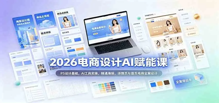 2026电商设计AI赋能培训：PS入门+AI工具实战，全面掌握海报、详情页与首页电商全案设计技巧 - 趣客盟
