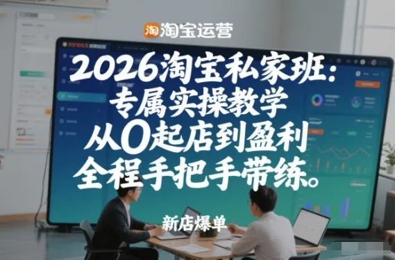 2026淘宝私家班：专属实操教学，从0起店到盈利，全程手把手带练-趣酷猫资源网