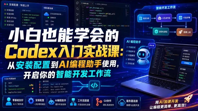 小白也能学会的Codex入门实战课:从安装配置到AI编程助手使用,开启你的智能开发工作流 小白也能学会的Codex入门实战课:从安装配置到AI编程助手使用,开启你的智能开发工作流