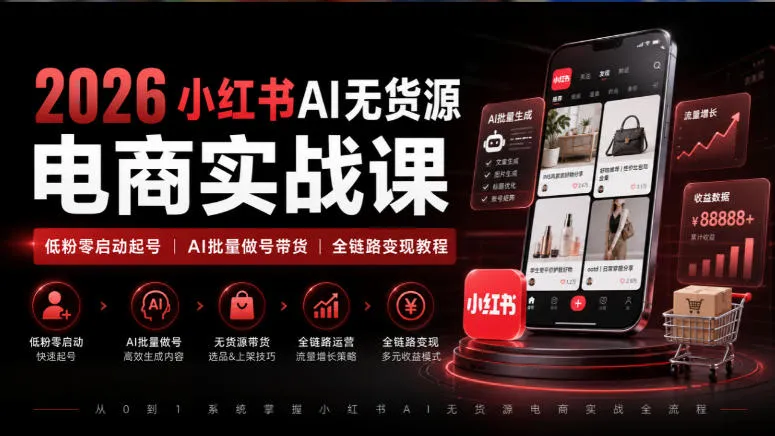 2026年小红书AI无货源电商实战指南:低粉起步,AI批量运营,全链路变现教程 - 趣客盟