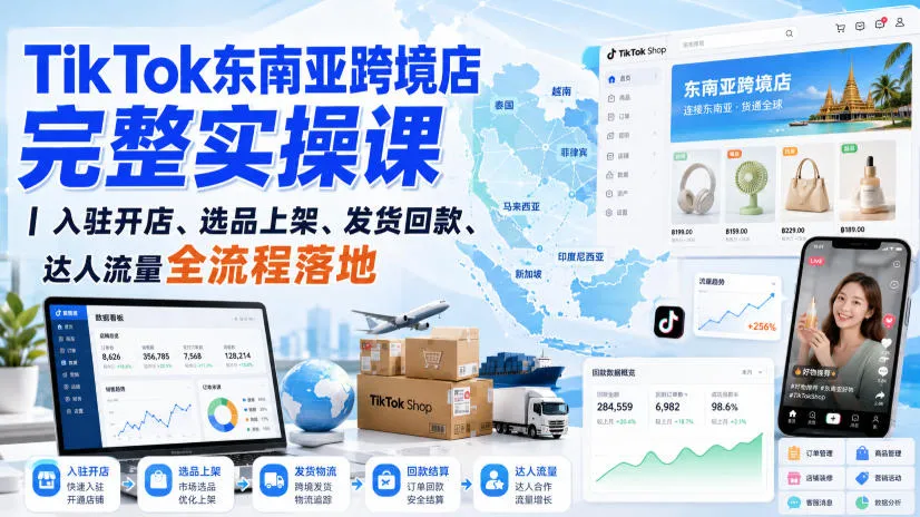 TikTok东南亚跨境电商实操指南：一站式开店、选品上架、发货回款及达人引流全攻略 - 趣客盟