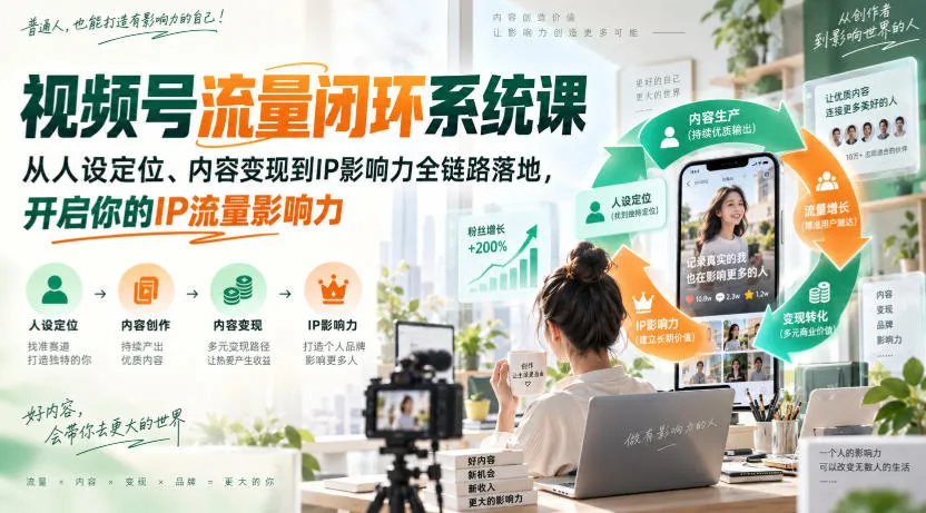视频号流量闭环全攻略：人设定位+内容变现+IP影响力打造，解锁流量IP影响力增长秘诀 - 趣客盟