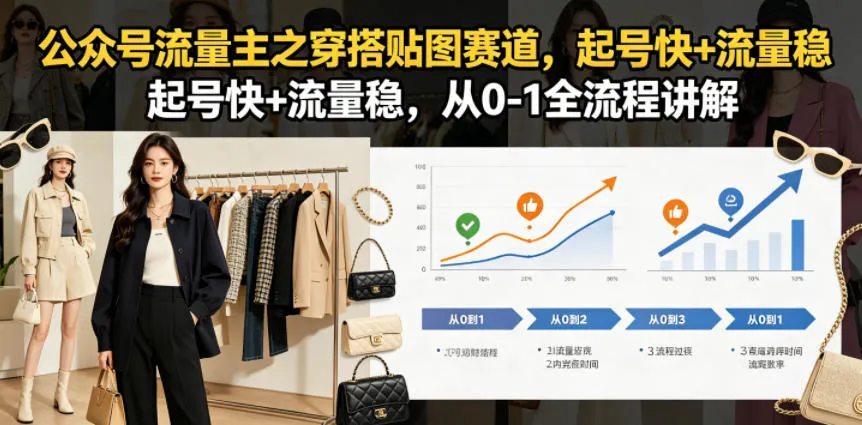 公众号流量主之穿搭贴图赛道，起号快+流量稳，从0-1全流程讲解_趣客盟