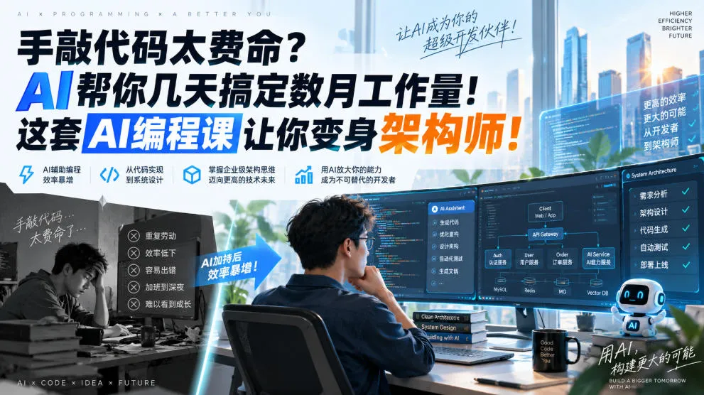 AI编程课速成！告别手敲代码，助你几天完成数月工作量，轻松成为架构师【AI编程速成】 - 趣客盟