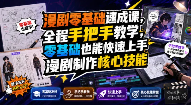 零基础速成！手把手漫剧制作课，快速掌握核心技能，轻松入门漫剧创作_趣客盟