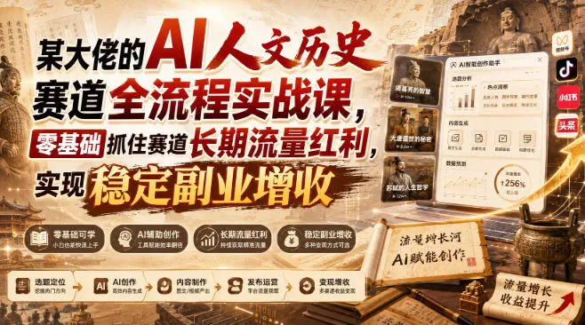 AI人文历史赛道实战全攻略：零基础入门，抢占长期流量红利，轻松实现副业增收 - 趣客盟