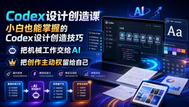AI赋能设计新纪元：零基础轻松掌握Codex设计技巧，让AI助力机械工作，你掌控创作主动权_趣客盟