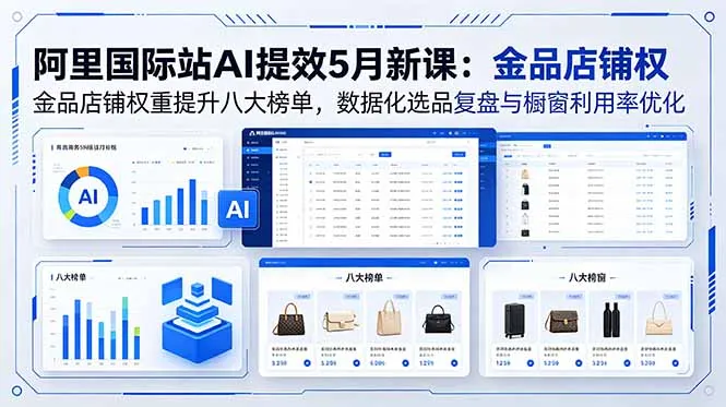 阿里国际站AI提效5月新课：金品店铺权重提升八大榜单，数据化选品复盘与橱窗利用率优化_趣客盟