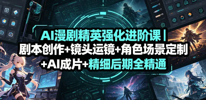 AI漫剧精英强化进阶课｜剧本创作+镜头运镜+角色场景定制+AI成片+精细后期全精通_趣客盟