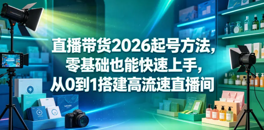 直播带货2026起号方法，零基础也能快速上手，从0到1搭建高流速直播间_趣客盟