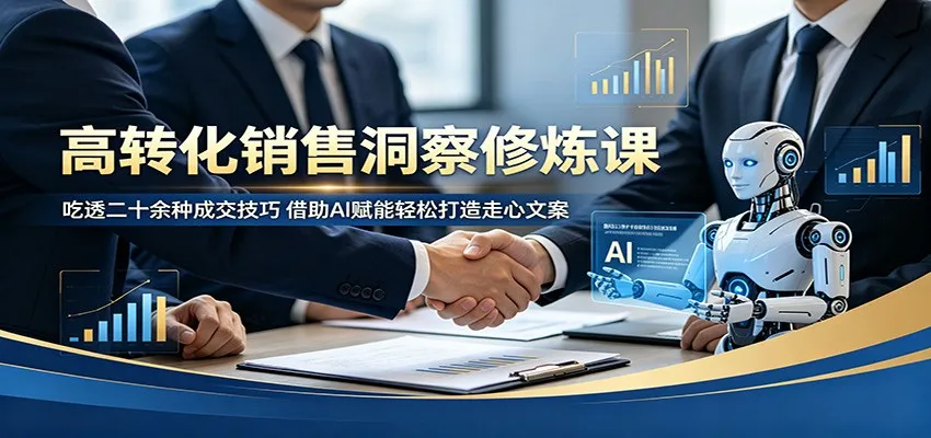 高转化销售洞察修炼课：吃透二十余种成交技巧，借助AI赋能轻松打造走心文案_趣客盟
