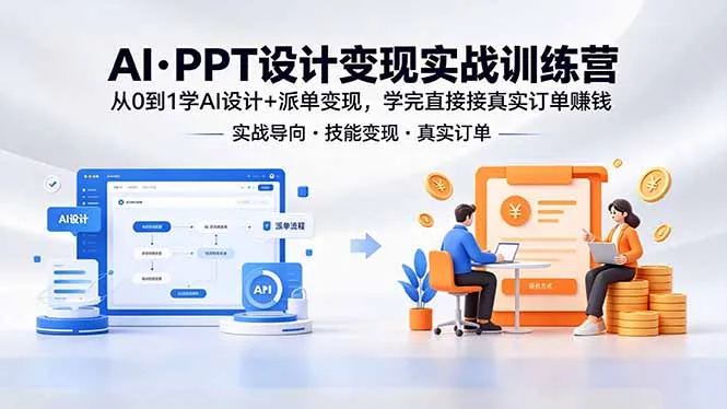 AI·PPT设计变现实战训练营，从0到1学AI设计+派单变现，学完直接接真实订单赚钱_趣客盟