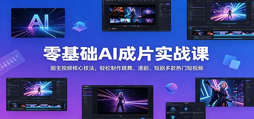 零基础AI成片实战课：图生视频核心技法，轻松制作跳舞、漫剧、短剧多款热门短视频_趣客盟