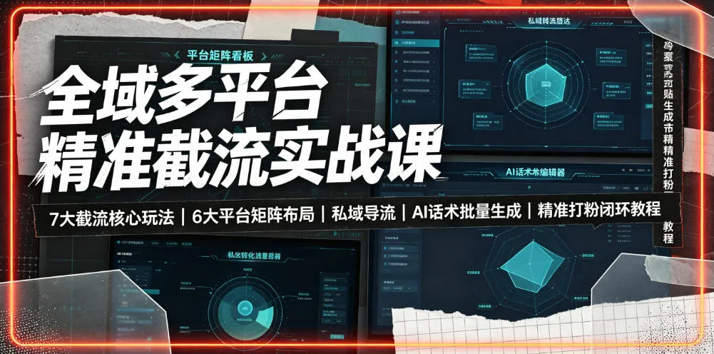 全域多平台流量截流攻略课：7大截流技巧+6平台布局策略+私域引流+AI话术生成+精准粉丝闭环实操教程_趣客盟
