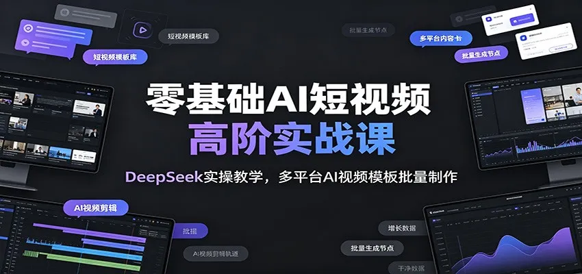 零基础AI短视频高阶实战课:DeepSeek实操教学,多平台AI视频模板批量制作 零基础AI短视频高阶实战课:DeepSeek实操教学,多平台AI视频模板批量制作