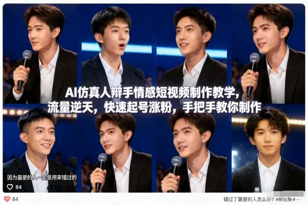 AI仿真人辩手情感短视频制作教学，流量逆天，快速起号涨粉，手把手教你制作-趣酷猫资源网