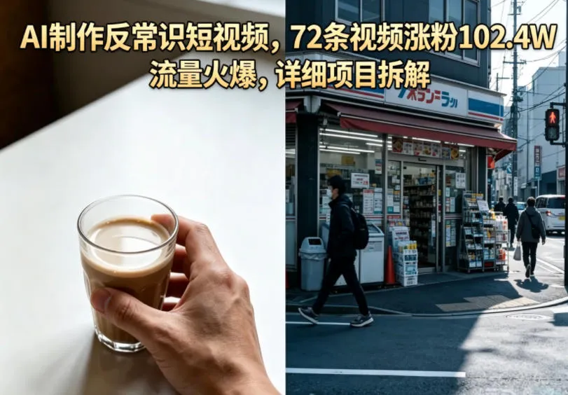 AI制作反常识短视频，72条视频涨粉102.4W，流量火爆，详细项目拆解_趣客盟