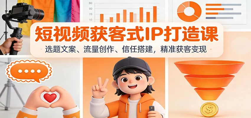 短视频获客式IP打造课：选题文案、流量创作、信任搭建，精准获客变现-趣酷猫资源网