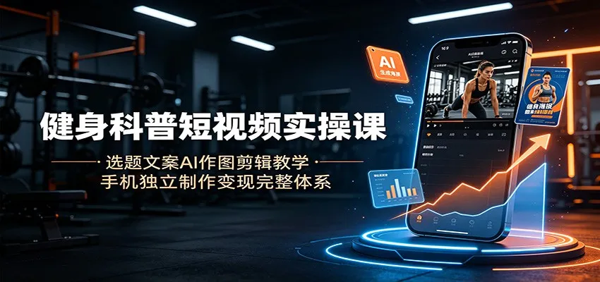 健身短视频制作全攻略:AI选题文案+作图剪辑教学,手机端独立制作与变现教程_趣客盟
