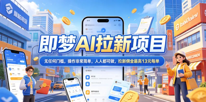 2026年即梦AI拉新项目最新玩法，无任何门槛，操作非常简单，人人都可做，拉新佣金最高13元每单_趣客盟