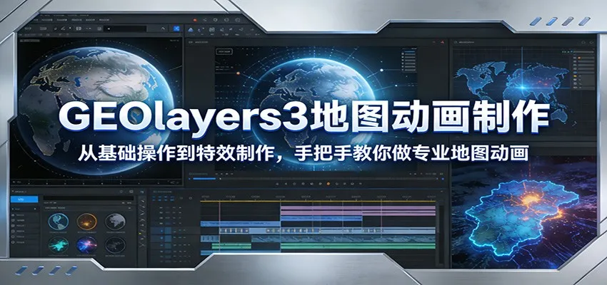 GEOlayers3地图动画制作：从基础操作到特效制作，手把手教你做专业地图动画-趣酷猫资源网