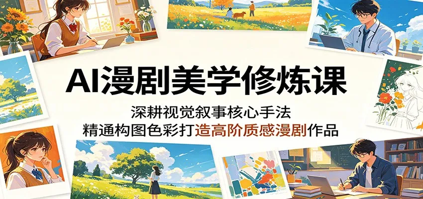 AI漫剧美学修炼课：深耕视觉叙事核心手法，精通构图色彩打造高阶质感漫剧作品_趣客盟
